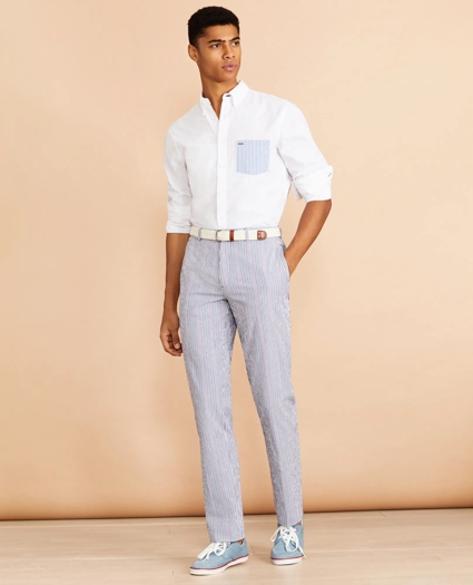 Multi-Color Striped Seersucker Trousers, image 2