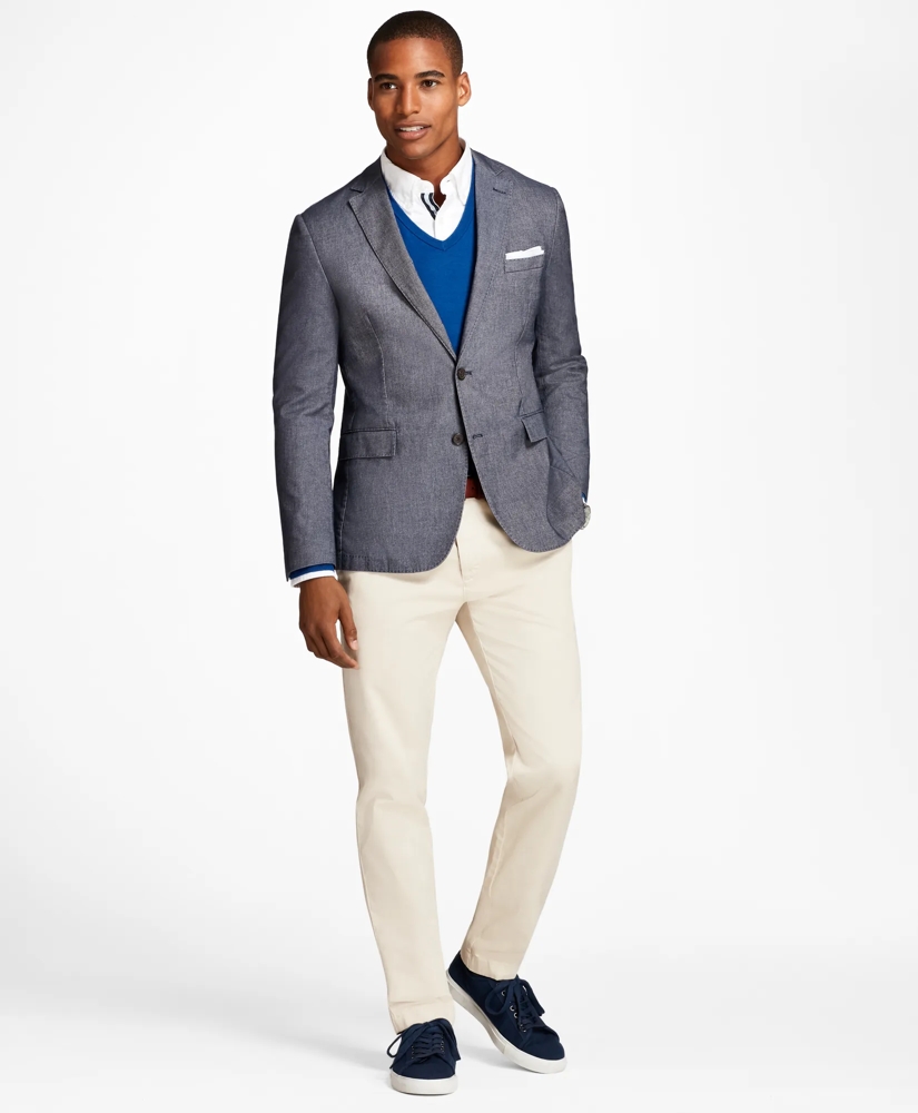 Heathered Stretch Cotton Twill Sport Coat, image 2