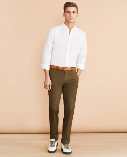 Garment-Dyed Cotton-Linen Stretch Chinos, image 2