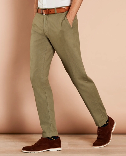 Garment-Dyed Cotton-Linen Stretch Chinos, image 1