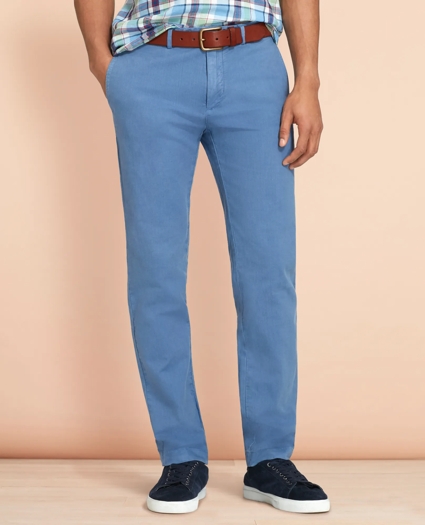 Slim Garment-Dyed Cotton-Linen Stretch Chinos, image 1