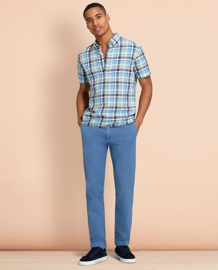 Slim Garment-Dyed Cotton-Linen Stretch Chinos, image 2