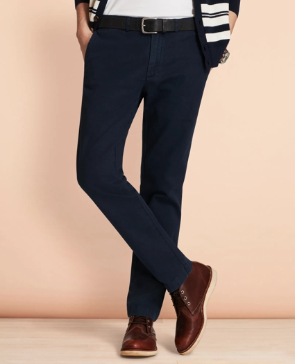 Slim Garment-Dyed Cotton-Linen Stretch Chinos, image 1