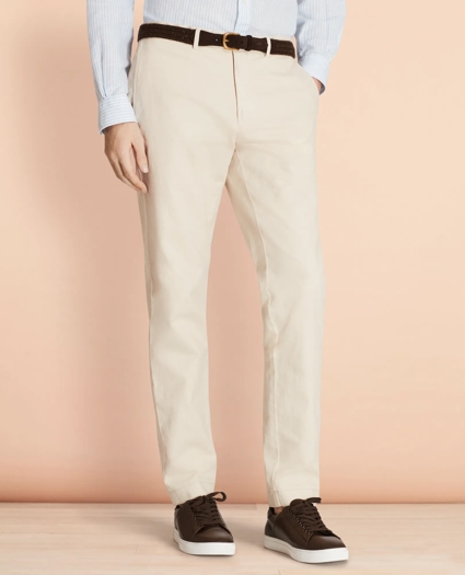 Slim Garment-Dyed Cotton-Linen Stretch Chinos, image 1