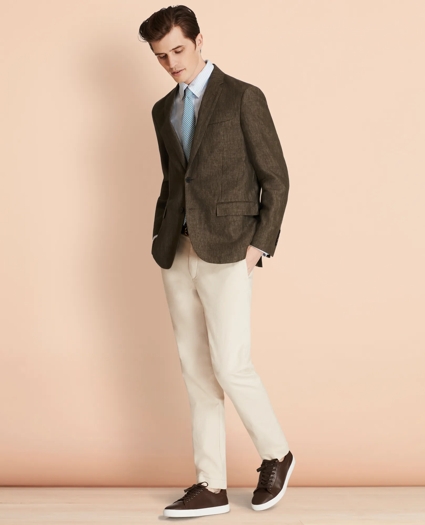 Slim Garment-Dyed Cotton-Linen Stretch Chinos, image 2