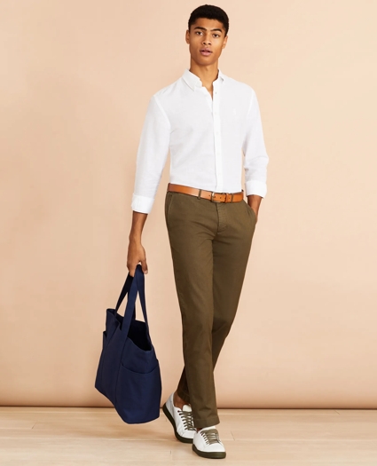 Slim Garment-Dyed Cotton-Linen Stretch Chinos, image 2