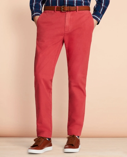 Slim Garment-Dyed Cotton-Linen Stretch Chinos, image 1