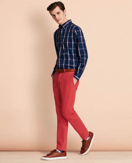 Slim Garment-Dyed Cotton-Linen Stretch Chinos, image 2