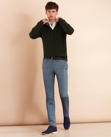 Bicycle-Print Cotton Twill Chinos, image 2