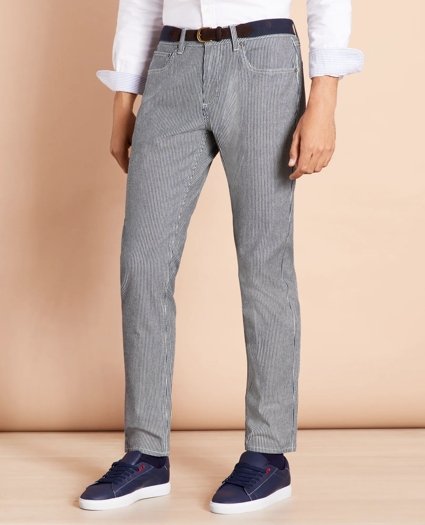 Striped Indigo Lightweight Jeans, image 1