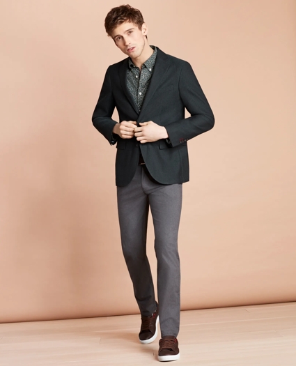 Heathered Stretch Cotton Five-Pocket Pants, image 2