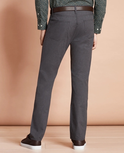 Heathered Stretch Cotton Five-Pocket Pants, image 3