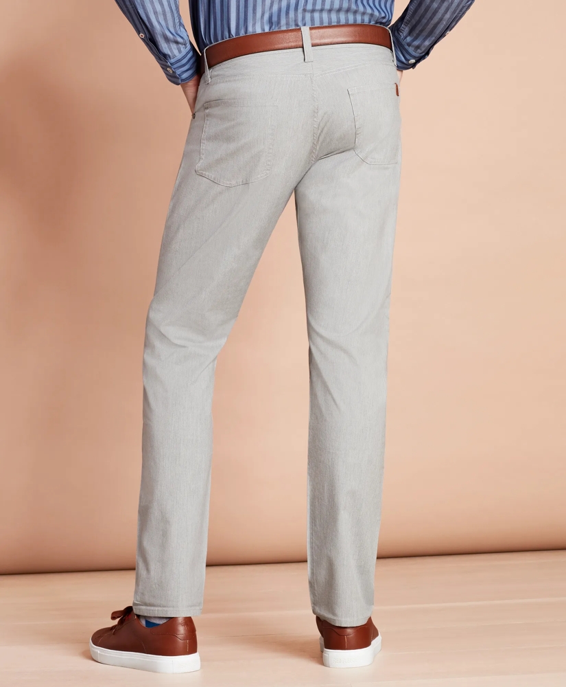 Heathered Stretch Cotton Five-Pocket Pants, image 3