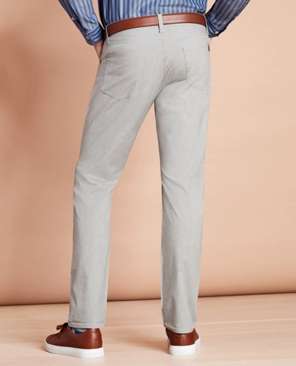 Heathered Stretch Cotton Five-Pocket Pants, image 3