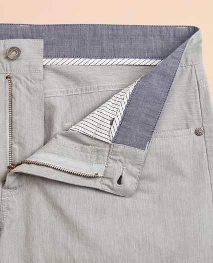 Heathered Stretch Cotton Five-Pocket Pants, image 4