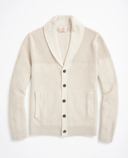 Textured Shawl-Collar Cardigan Sweater, image 1