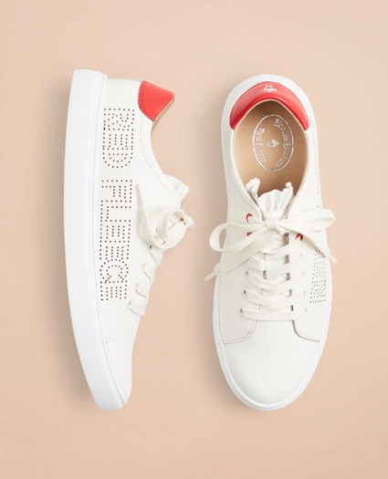 Ruffle-Trimmed Logo-Detail Leather Low-Top Sneakers, image 1