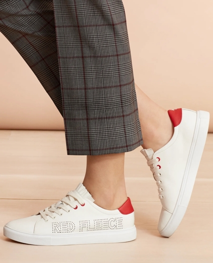 Ruffle-Trimmed Logo-Detail Leather Low-Top Sneakers, image 3
