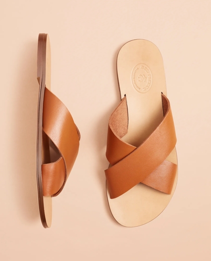 Leather Slide Sandals, image 1