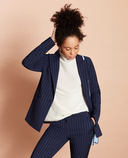 Striped Stretch-Wool Double-Breasted Jacket, image 2
