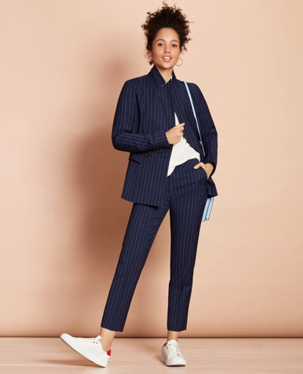 Striped Stretch-Wool Double-Breasted Jacket, image 3