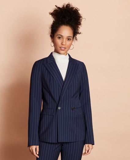 Striped Stretch-Wool Double-Breasted Jacket, image 5