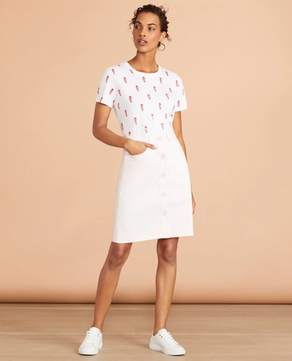 Stretch-Cotton Sateen Button-Front Skirt, image 2