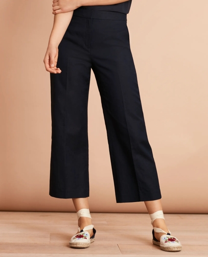 Irish Linen-Cotton Cropped Wide-Leg Pants, image 1