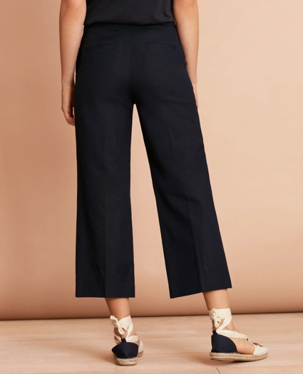 Irish Linen-Cotton Cropped Wide-Leg Pants, image 3