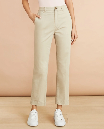 Stretch Cotton Twill Ankle Pants, image 1