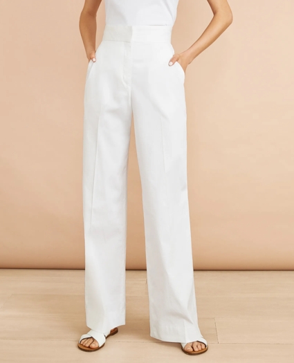 Cotton-Blend Twill Wide-Leg Pants, image 1