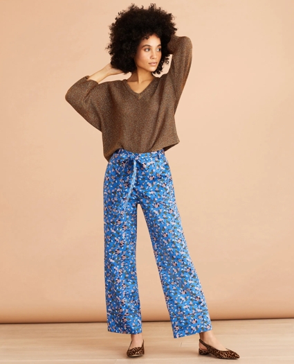 Floral-Print Cotton Sateen Cropped Wide-Leg Pants, image 2