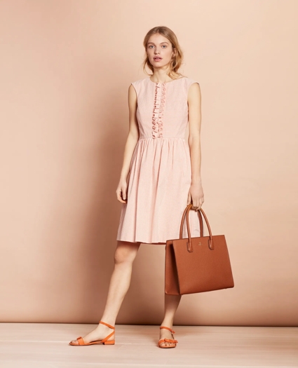 Striped Cotton Seersucker Dress, image 1