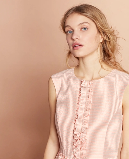 Striped Cotton Seersucker Dress, image 2