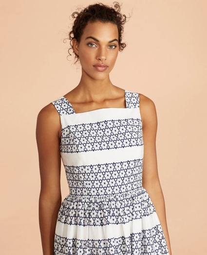 Floral-Embroidered Cotton Eyelet Dress, image 2