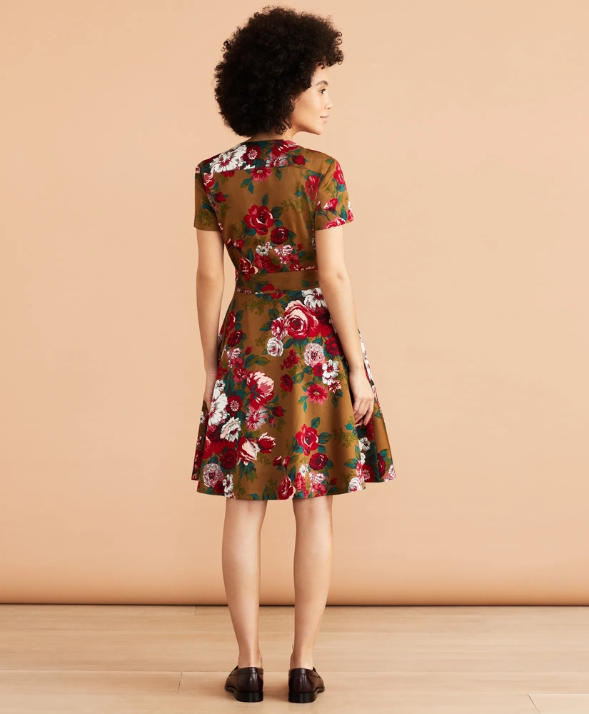 Floral-Print Cotton Sateen Wrap Dress, image 3