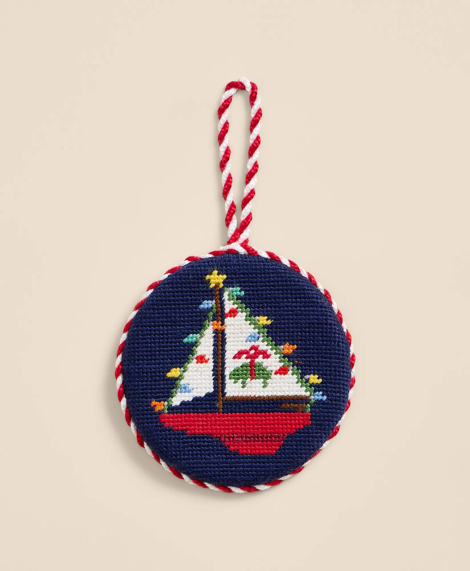 Smathers & Branson Needlepoint Sailboat Ornament, image 1
