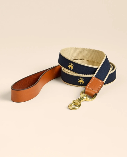 Cotton Webbed, Leather Trim Dog Leash
