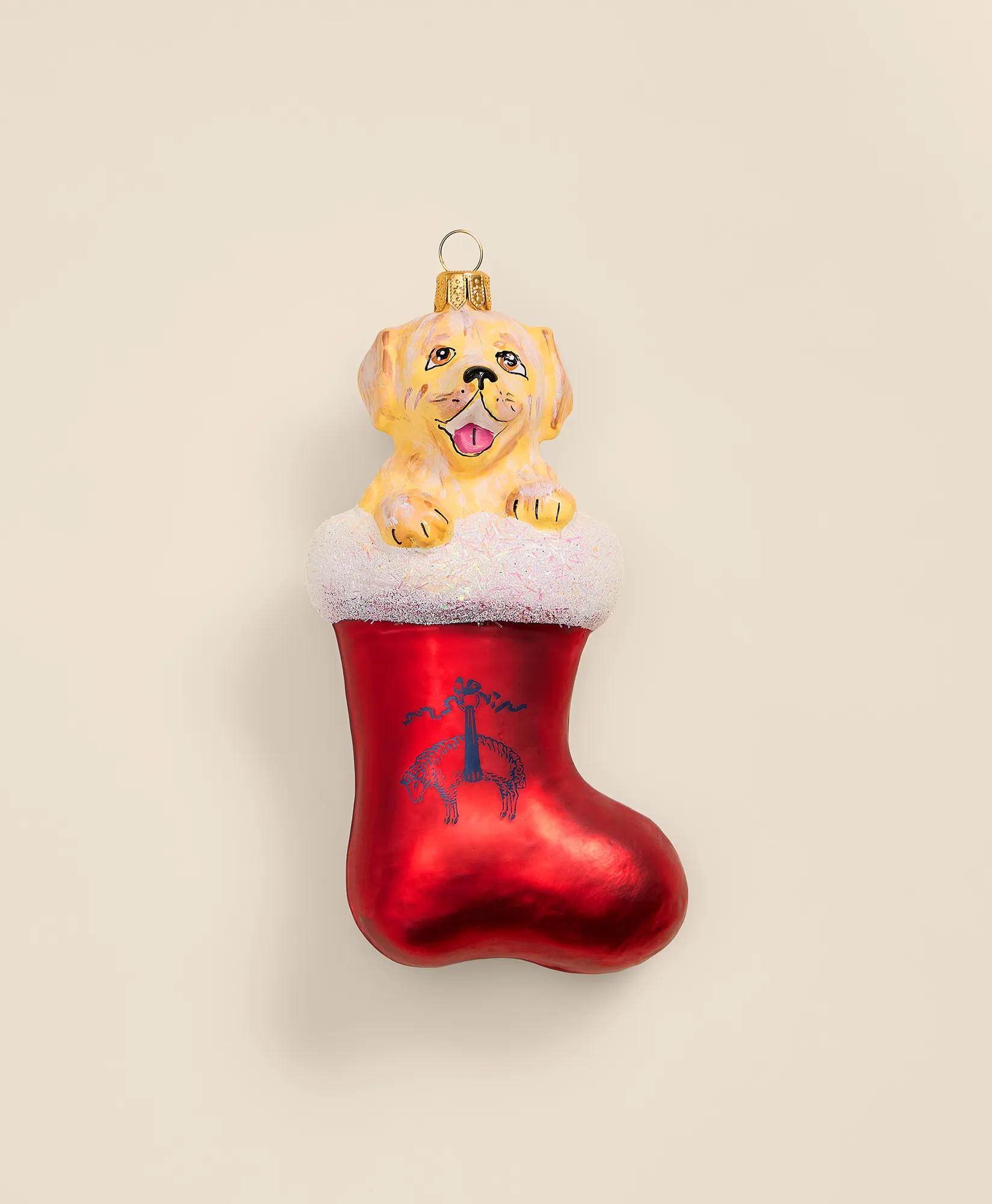 Blown Glass Golden Retriever Ornament, image 1