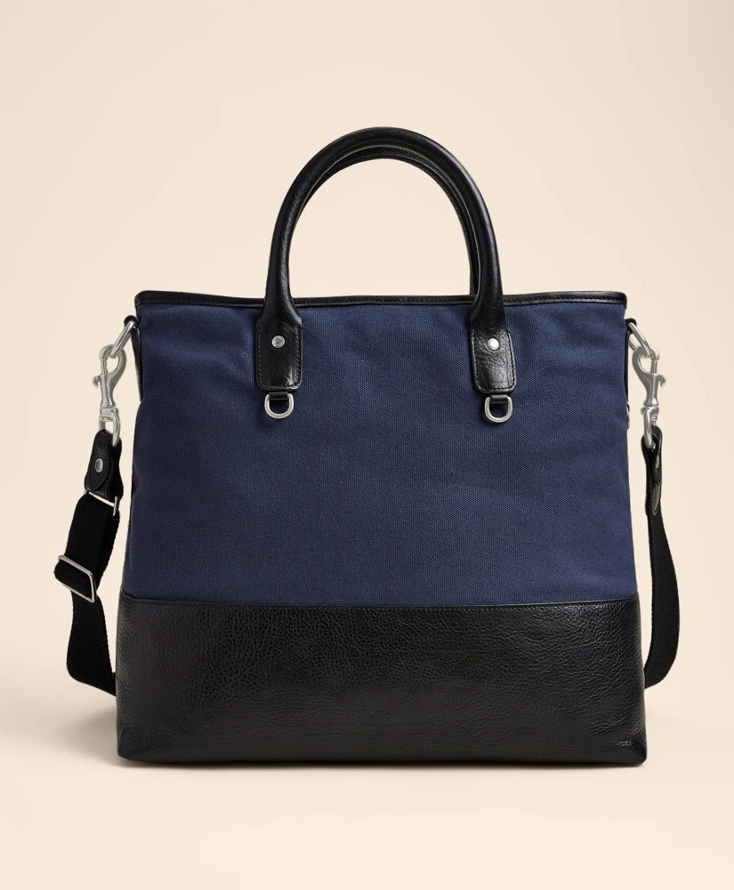 Ghurka Editor No. 271 Leather & Cotton-Linen Tote Bag, image 1