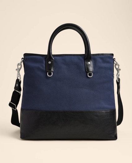 Ghurka Editor No. 271 Leather & Cotton-Linen Tote Bag, image 1