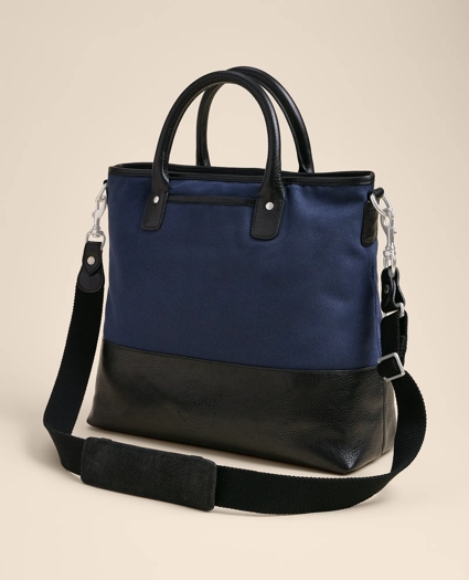 Ghurka Editor No. 271 Leather & Cotton-Linen Tote Bag, image 2