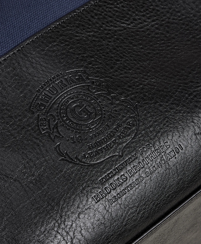 Ghurka Editor No. 271 Leather & Cotton-Linen Tote Bag, image 4