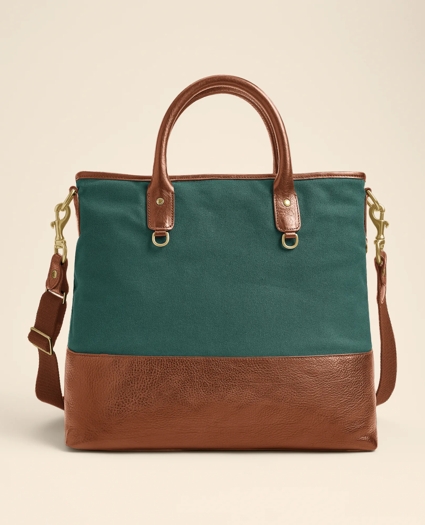 Ghurka Editor No. 271 Leather & Cotton-Linen Tote Bag, image 1