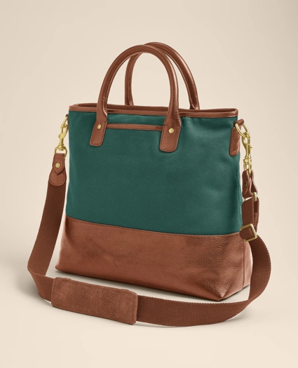 Ghurka Editor No. 271 Leather & Cotton-Linen Tote Bag, image 2