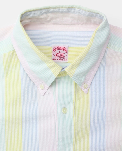 Vintage Brooks Brothers Multi-Stripe Seersucker Shirt, 1990s, L, image 3