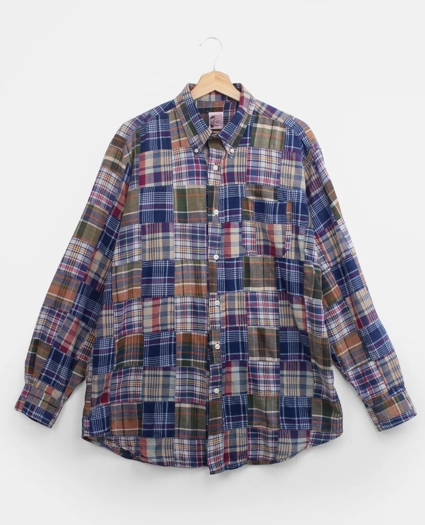 Vintage Brooks Brothers Patchwork Madras Shirt, 1990s, L, image 1