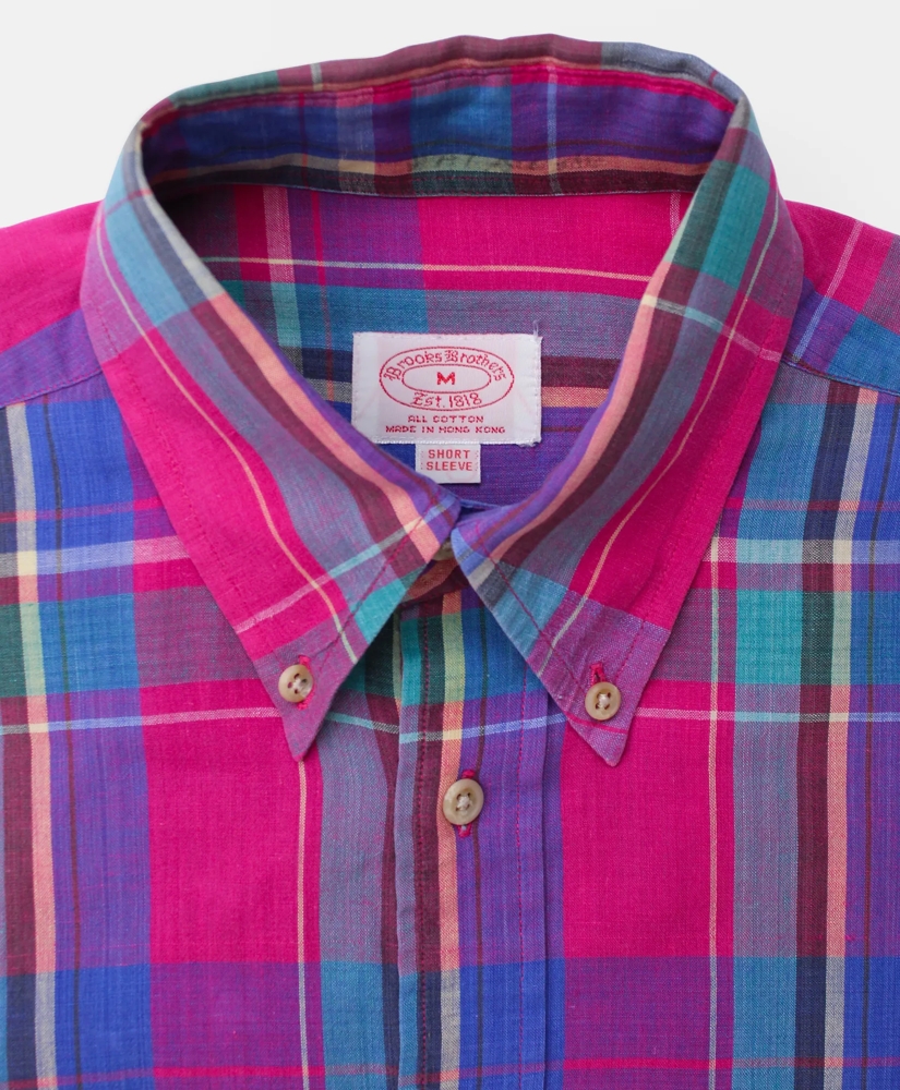 Vintage Brooks Brothers Madras Short Sleeve Shirt, 1990s, M, image 3