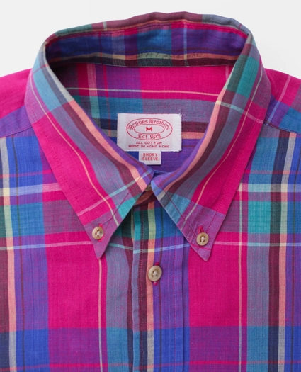 Vintage Brooks Brothers Madras Short Sleeve Shirt, 1990s, M, image 3