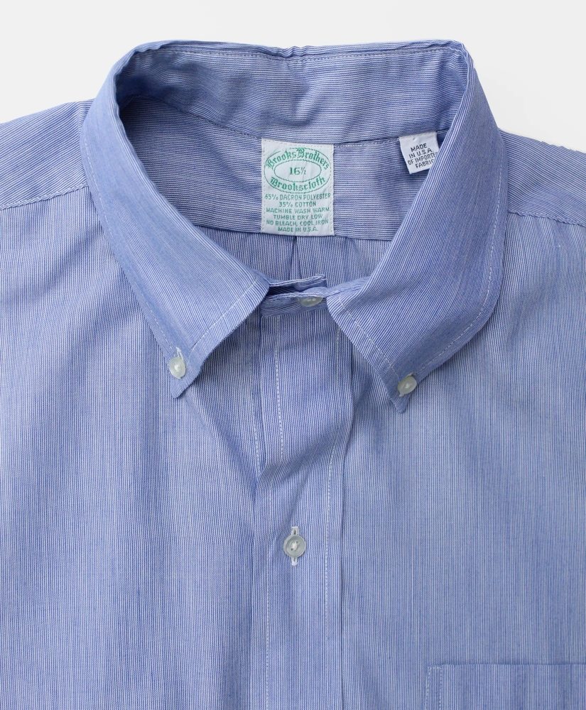 Vintage Brooks Brothers Brookscloth Hairline Stripe Short Sleeve Shirt, 1980s, 16.5, image 3